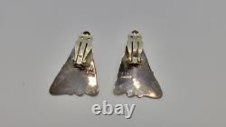 Boucles d'oreilles vintage en argent sterling et turquoise amérindiennes Navajo par Thomas Nez