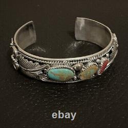 Bracelet De Corail Natif Américain Navajo Sterling Argent Turquoise - Mike Thomas