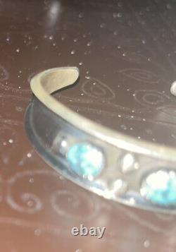 Bracelet Natif Américain Navajo Indien Sterling Argent Turquoise -paul Largo
