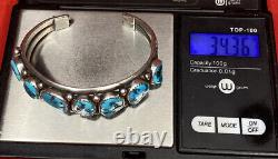 Bracelet Native American Navajo Turquoise And Sterling Cuff, 34,36g, Stamped Ba