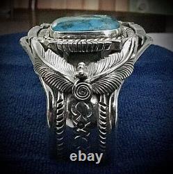 Bracelet Native American Sterling & Turquoise Cuff Wes Craig Ihmss