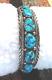 Bracelet Navajo 11 Pierres Turquoise Bleue Kingman, Collectible Amérindien Usa