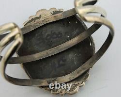 Bracelet Navajo 925 Argent Grade Gemme Azurite Naturelle Artiste Amérindien des années 80