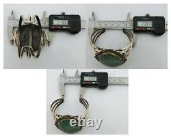 Bracelet Navajo 925 Argent Grade Gemme Azurite Naturelle Artiste Amérindien des années 80