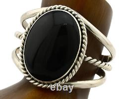 Bracelet Navajo. Argent 925 Onyx Noir Artiste Amérindien Années 90