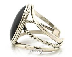 Bracelet Navajo. Argent 925 Onyx Noir Artiste Amérindien Années 90