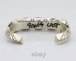 Bracelet Navajo en argent 925 avec corail rouge naturel, artiste amérindien, années 80.