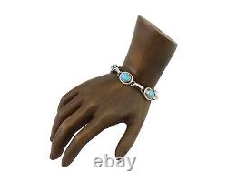 Bracelet Navajo en argent 925 avec turquoise bleue naturelle, artiste amérindien, années 80