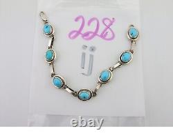 Bracelet Navajo en argent 925 avec turquoise bleue naturelle, artiste amérindien, années 80