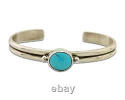 Bracelet Navajo en argent 925 avec turquoise, manchette d'artiste amérindien, années 80