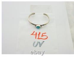 Bracelet Navajo en argent 925 avec turquoise, manchette d'artiste amérindien, années 80