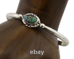 Bracelet Navajo en argent 925 avec turquoise naturelle par l'artiste amérindien des années 80