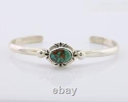 Bracelet Navajo en argent 925 avec turquoise naturelle par l'artiste amérindien des années 80