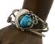 Bracelet Navajo En Argent 925 Turquoise Bleue Artiste Amérindien C. Années 80