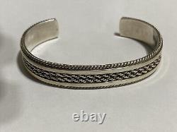Bracelet Navajo en argent sterling avec corde torsadée Tahe vintage