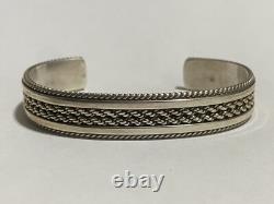 Bracelet Navajo en argent sterling avec corde torsadée Tahe vintage
