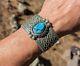 Bracelet Navajo Vintage Bijoux Faits à La Main Amérindiens En Argent Sterling Taille 7