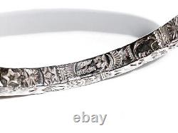 Bracelet à quatre côtés estampillé à la main de Lujan Sterling Southwest, Amérindien, Navajo