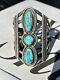 Bracelet à Trois Niveaux En Turquoise Et Argent Sterling De La Tribu Navajo