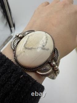 Bracelet amérindien Paulene McCray manchette pour femme Navajo bande blanche brisée