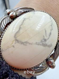 Bracelet amérindien Paulene McCray manchette pour femme Navajo bande blanche brisée