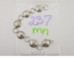 Bracelet concho fait main navajo en argent 925 signé par un artiste amérindien, c. années 80