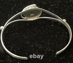 Bracelet d'esclave navajo en argent 925 turquoise naturelle marquée BB amérindien