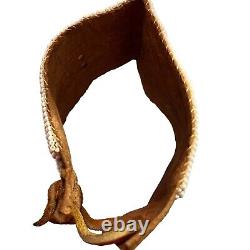 Bracelet de cheville cérémoniel pour hommes amérindiens Navajo en perles de semences et bracelet en cuir 11 1957