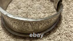 Bracelet de conteur Navajo amérindien en argent sterling 925 rare de 1945 de 54g