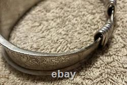 Bracelet de conteur Navajo amérindien en argent sterling 925 rare de 1945 de 54g
