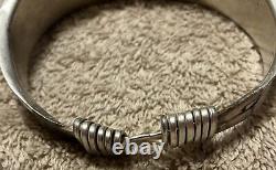 Bracelet de conteur Navajo amérindien en argent sterling 925 rare de 1945 de 54g