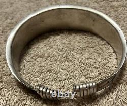 Bracelet de conteur Navajo amérindien en argent sterling 925 rare de 1945 de 54g