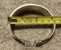 Bracelet de conteur Navajo amérindien en argent sterling 925 rare de 1945 de 54g
