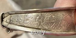 Bracelet de conteur Navajo amérindien en argent sterling 925 rare de 1945 de 54g