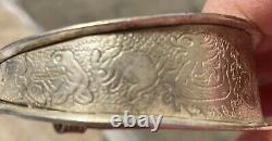 Bracelet de conteur Navajo amérindien en argent sterling 925 rare de 1945 de 54g
