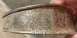 Bracelet de conteur Navajo amérindien en argent sterling 925 rare de 1945 de 54g