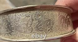 Bracelet de conteur Navajo amérindien en argent sterling 925 rare de 1945 de 54g