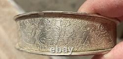 Bracelet de conteur Navajo amérindien en argent sterling 925 rare de 1945 de 54g