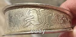 Bracelet de conteur Navajo amérindien en argent sterling 925 rare de 1945 de 54g Bracelet de conteur Navajo amérindien en argent sterling 925 rare de 1945 de 54g