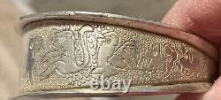 Bracelet de conteur Navajo amérindien en argent sterling 925 rare de 1945 de 54g