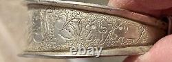 Bracelet de conteur Navajo amérindien en argent sterling 925 rare de 1945 de 54g