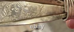 Bracelet de conteur Navajo amérindien en argent sterling 925 rare de 1945 de 54g