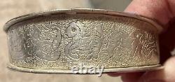 Bracelet de conteur Navajo amérindien en argent sterling 925 rare de 1945 de 54g