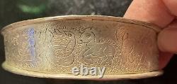 Bracelet de conteur Navajo amérindien en argent sterling 925 rare de 1945 de 54g