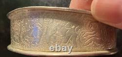 Bracelet de conteur Navajo amérindien en argent sterling 925 rare de 1945 de 54g