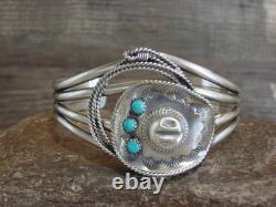 Bracelet de cowgirl en argent sterling et turquoise, tressé, par Platero