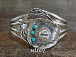 Bracelet de cowgirl en argent sterling et turquoise, tressé, par Platero