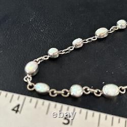 Bracelet de lien en argent sterling et opale blanche amérindienne Navajo 14648