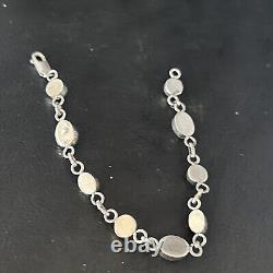 Bracelet de lien en argent sterling et opale blanche amérindienne Navajo 14648