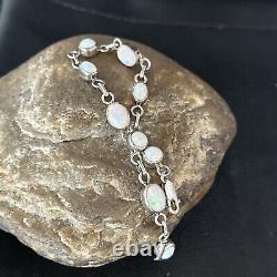 Bracelet de lien en argent sterling et opale blanche amérindienne Navajo 14648
